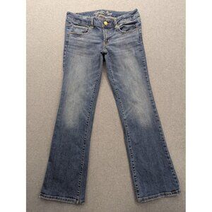 American Eagle Jeans Womens 6 Blue Favorite Boyfriend Stretch Straight Leg Boho
